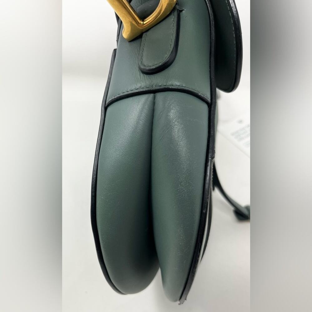 Dior Saddle Bag Classic Medium Green Matte Leather Shoulder Bag Guitar Strap - Picture 4 of 9